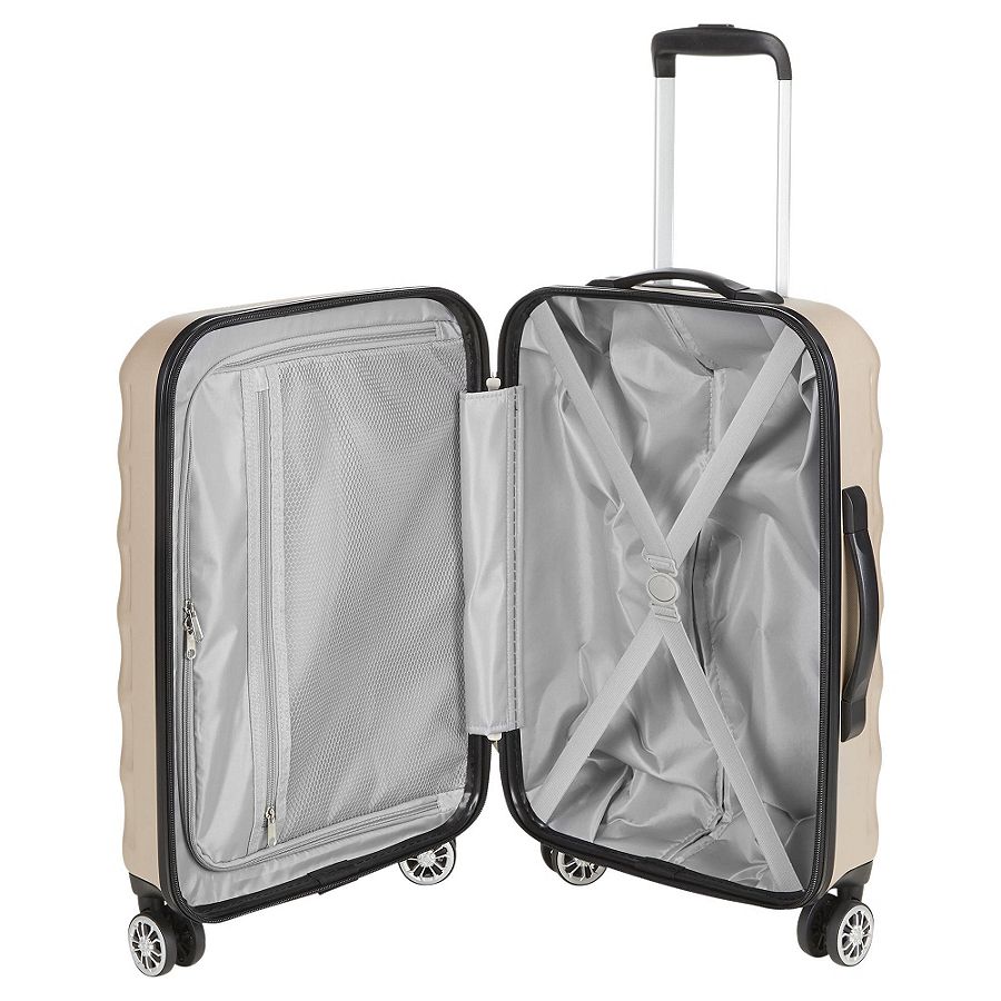 NEW Tesco 8Wheel Hard Shell Champagne Small Suitcase eBay